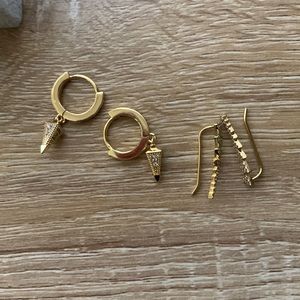 Stella and Dot earrings Huggies and climber 2 pairs